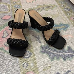 Black braided heels